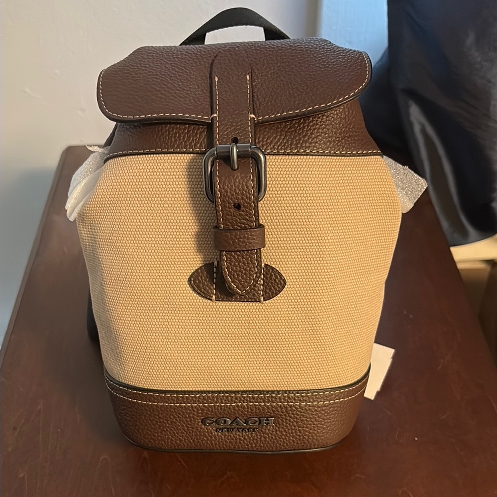 Coach Dual-Tone Brown and Cream Mini Backpack Cross Body